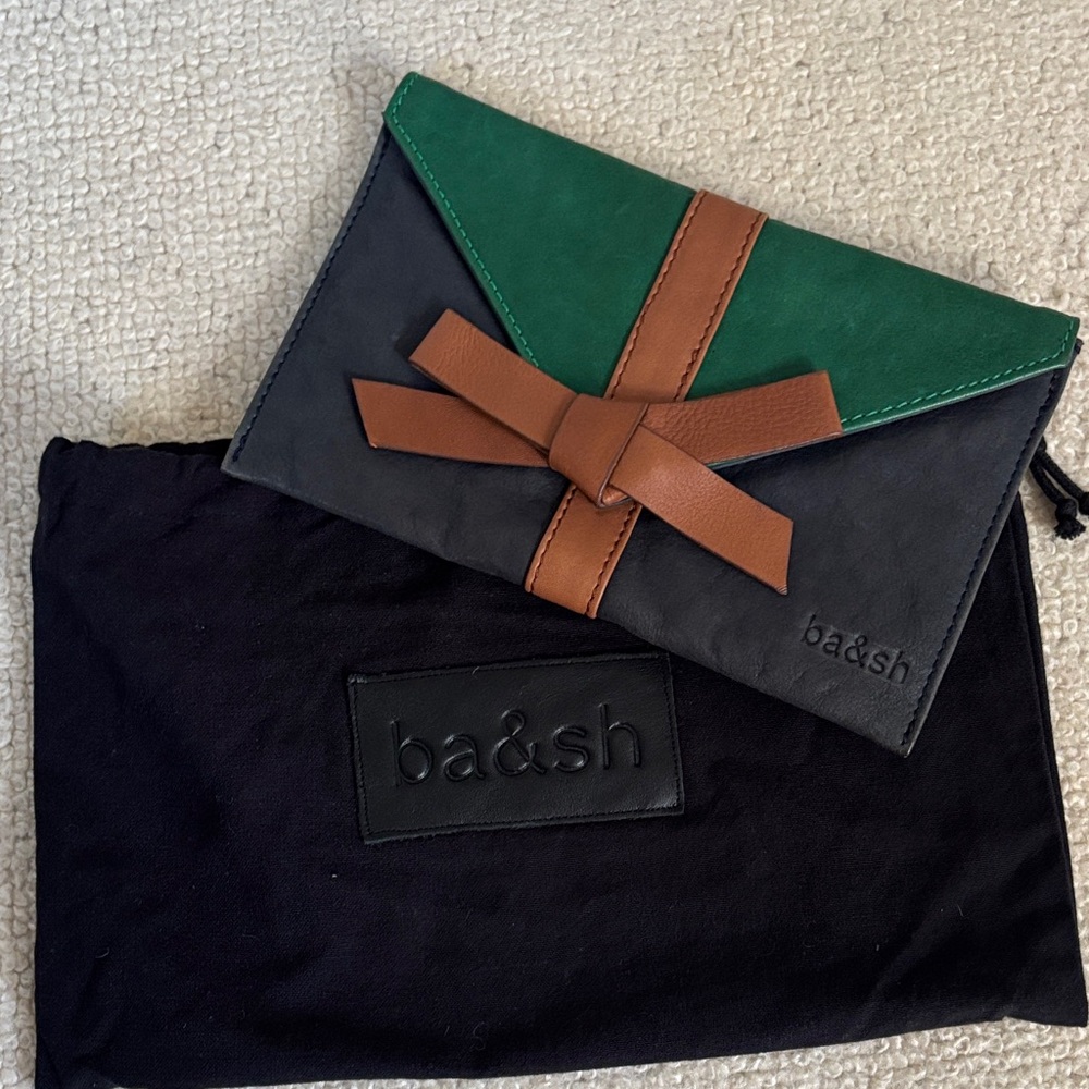 ba&sh Green and Navy Women's Clutch